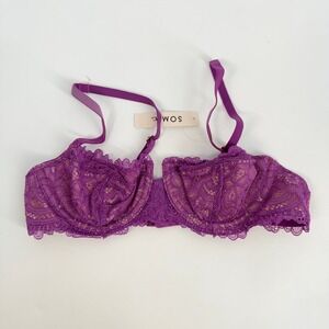 Soma Unlined Balconette Bra Prism Purple Floral Lace 34B 570349183‎ NEW